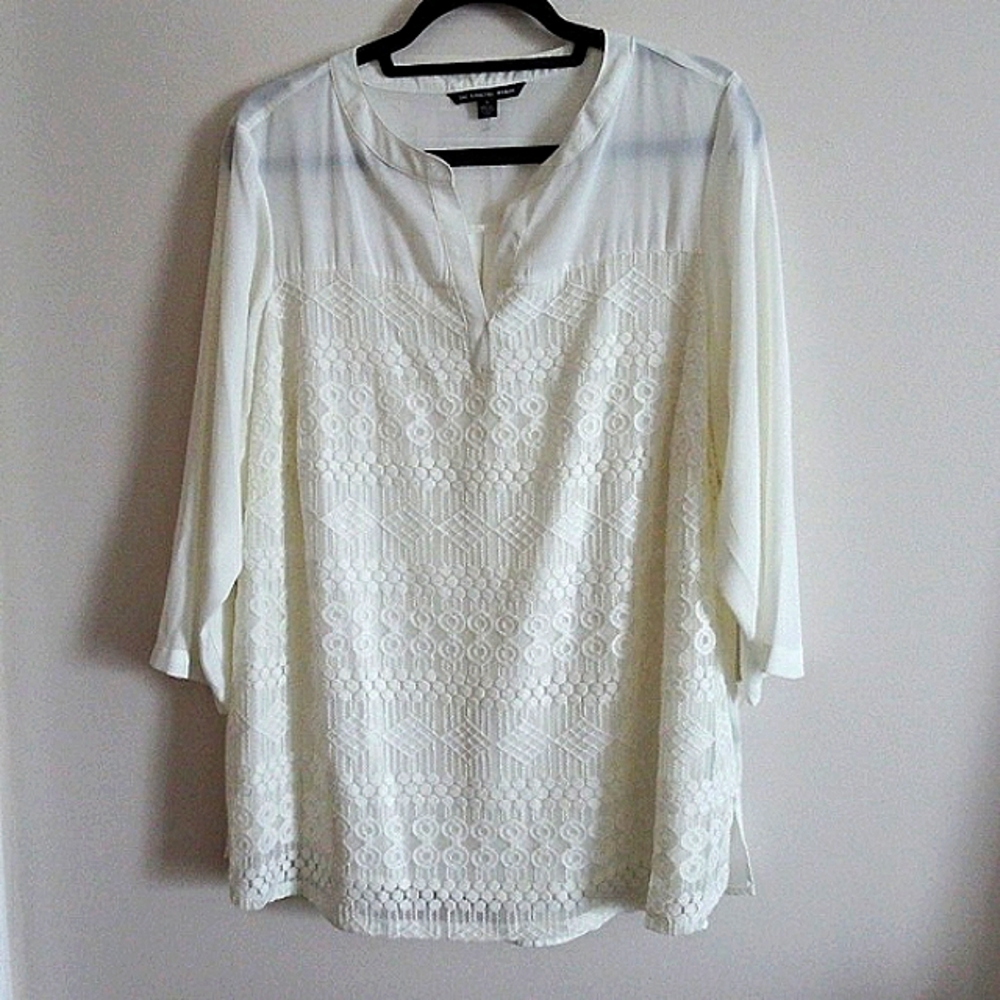 NWOT Zac & Rachel Ivory Tunic Lace Overlay 1X